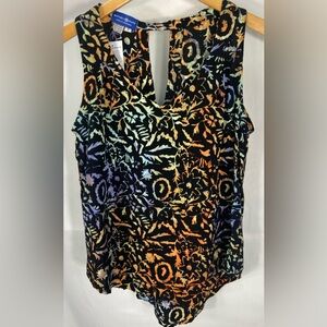 NWT Mexicali Blues Black Tie Dye Batik Sleeveless Blouse Top Small